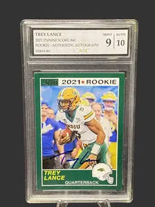 2021 Panini Score Trey lance on card auto CMC Mint 9 Graded Sport cards