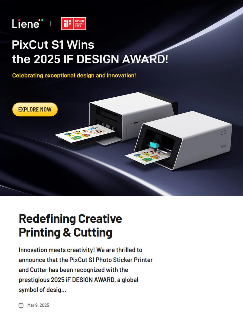 Liene PixCut S1 Photo Sticker Printer & Cutting Machine - All-in-One Sticker Maker Machine for DIY Crafts, Custom, Thermal Dye-Sublimation, 300 DPI Prints, Precise AI Auto-Cutting, AI Design App Support, Valentine's Day Gift