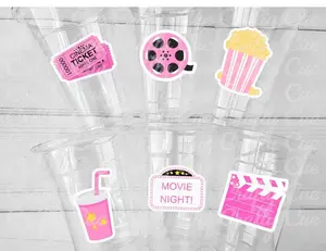 MOVIE PARTY CUPS - Popcorn Birthday Party Cups Movie Party Favors Popcorn Party favors Movie party Supplies Cinema Pink Popcorn Movie Cups