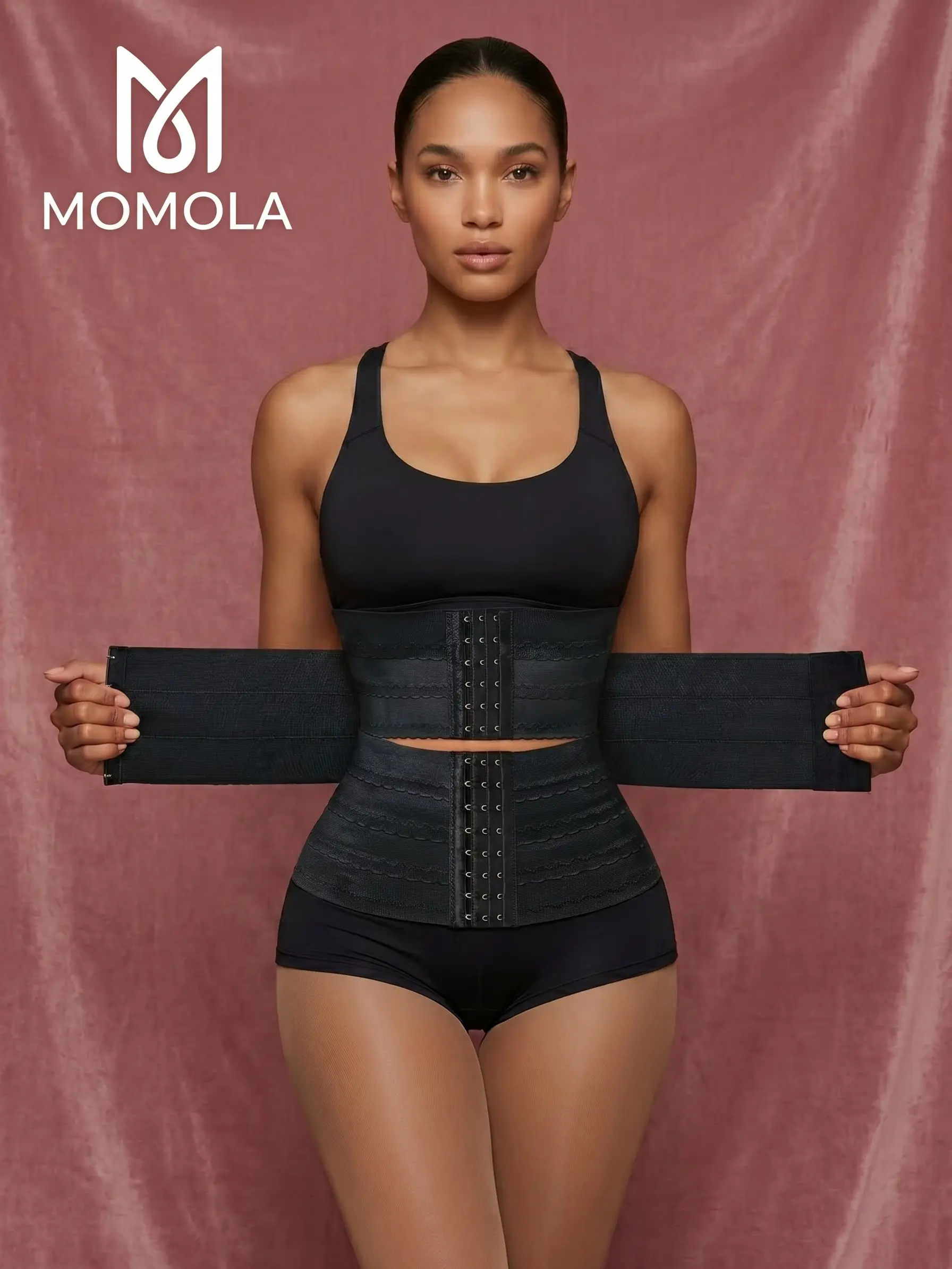 MOMOLA Waist Trainer Underbust Tummy Control Waist Double layer waist shaping Cincher Corset Hourglass Body Shaper Hooks  Fajas Shapewear  for Women Fitness Shapewear Black