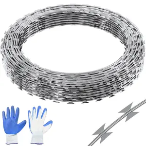 246 ft Galvanized Razor Barbed Wire Fence – 5 Rolls High-Security Razor Ribbon Wire for Garden, Farm & Property Protection