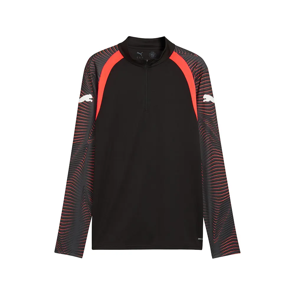 PUMA Mens Individualfinal Collared Long Sleeve Quarter Zip Sweater Casual - Black