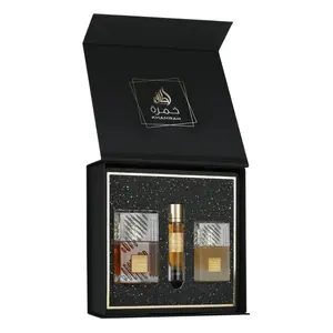 Lattafa Khamrah Gift Set Eau De Parfum 100ml Natural Spray 12ml Travel Spray 50ml Fresh Hair Mist Warm Addictive Luxurious Spiced Fragrance Valentines's Day Gift Box