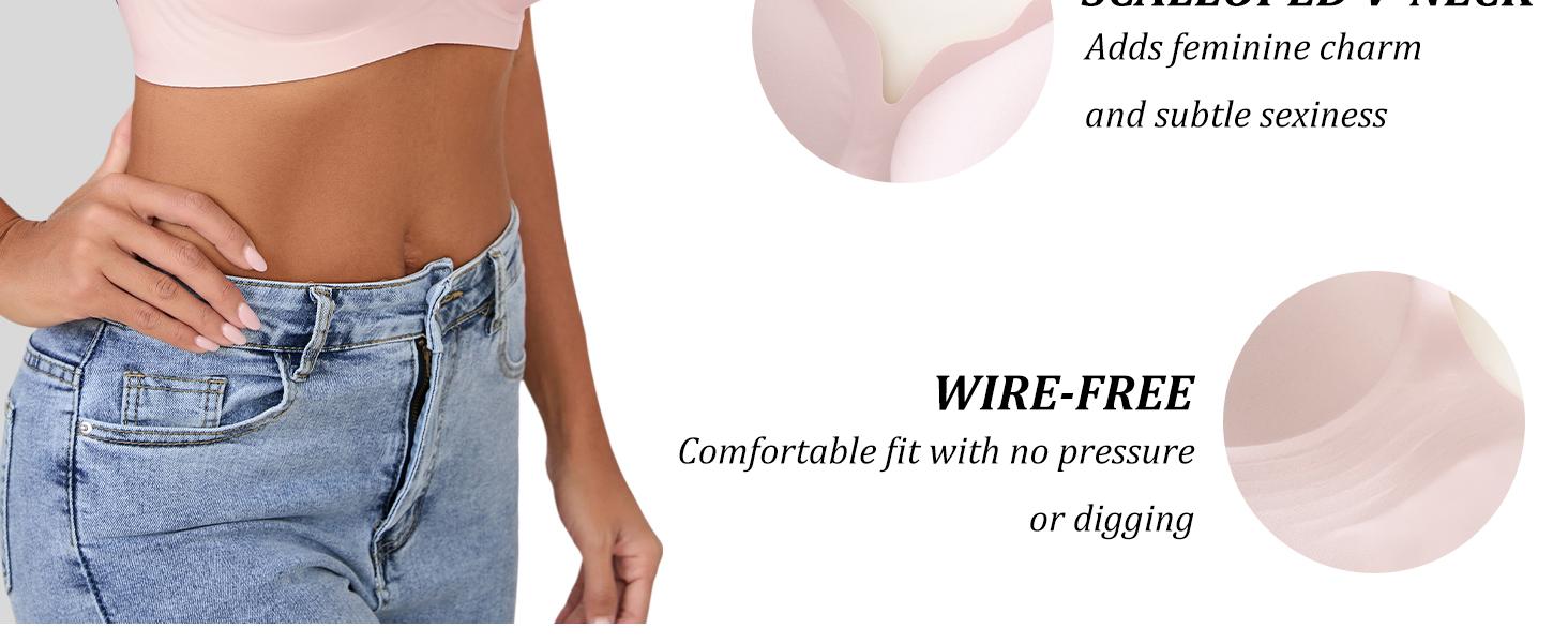 Women's Black Jelly Bra No Underwire T-Shirt Bra Seamless Comfortable Soft Wireless Basic Bridal One Piece Minimalist Everyday Wear with Adjustable Straps Vneck Slight Push-Up Breathable bra  fits women