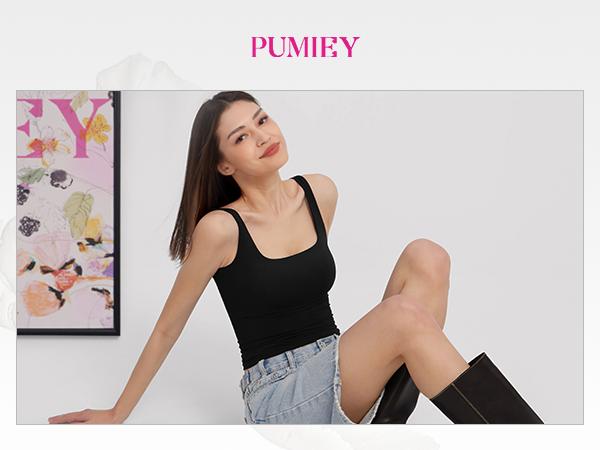 PUMIEY Square Neck Women's Tank Top Sleeveless Double Lined Basic Tops Sharp Collection Womenswear Tube Minimalist Comfort Lady Underwear Casual TikTokShopHolidayHaul