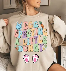 Retro Easter Pregnancy Announcement Sweatshirt, Eggspecting Bunny Shirt, Funny Easter Pregnancy Announcement Shirt, Gift For Her