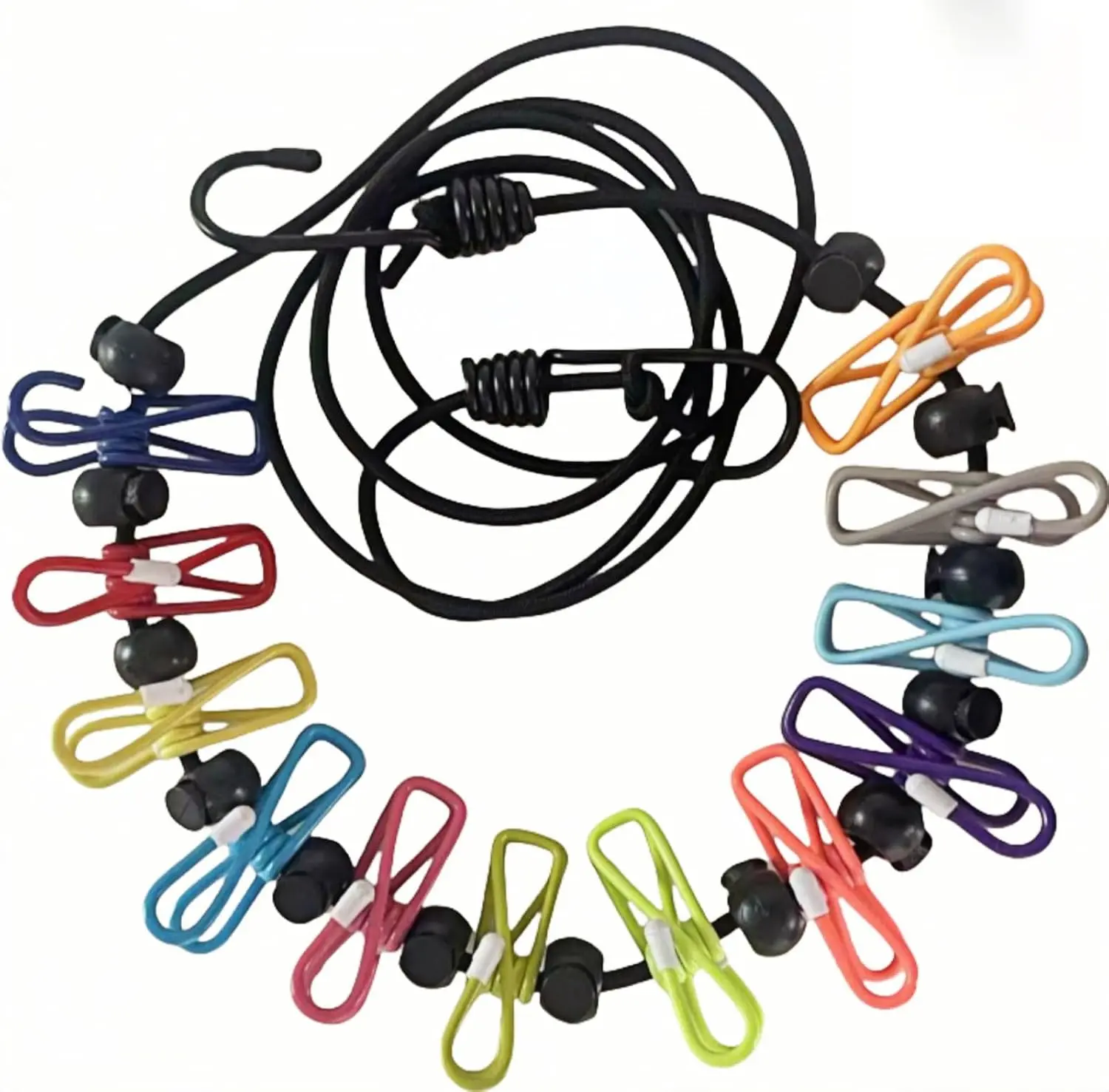 Retractable Clothesline with 12 Clothes Clips - Space-Saving Wall-Mounted Compact Portable Laundry Drying Line for Indoor/Outdoor Use, Outdoor Camping for Camping Users (Black-Rope)