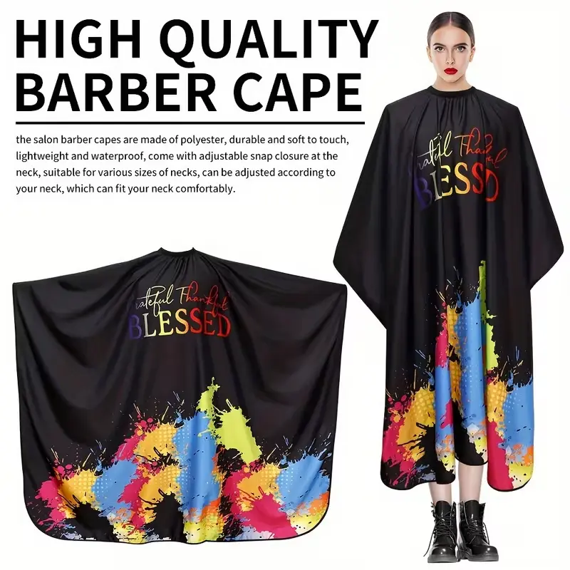 Graffiti Style Barber Cape - Waterproof, Anti-Static & Hair-Resistant Salon Accessory with Adjustable Neck Closure for Professional Hairdressers, Haircare, Barber-Grade Hair Styling Accessories, Grooming Cap Hair Styling Accessories