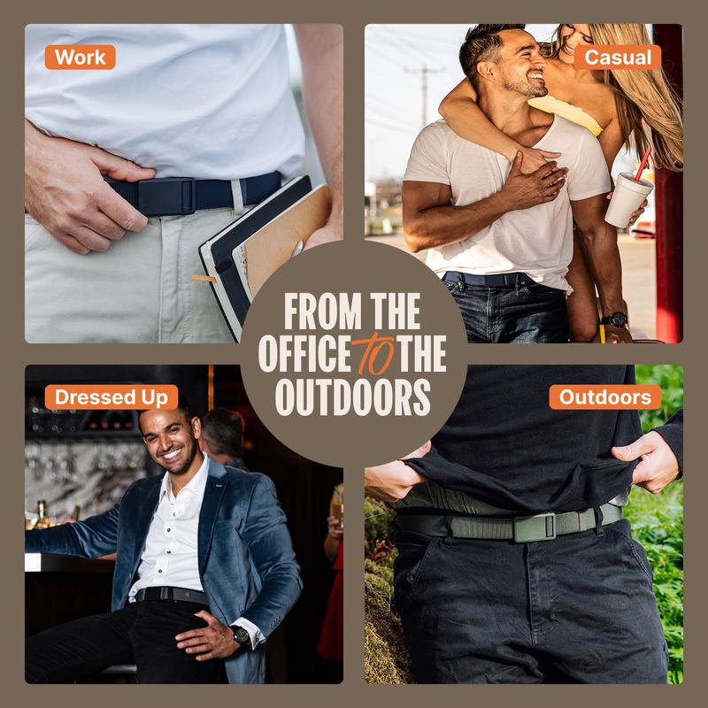 Groove Life Groove Belt Ultra - Black | Comfortable, Lightweight, Durable, Adjustable Stretch Belt for Men, Magnetic Curved Polymer Buckle, Machine Washable, Limited Lifetime Warranty