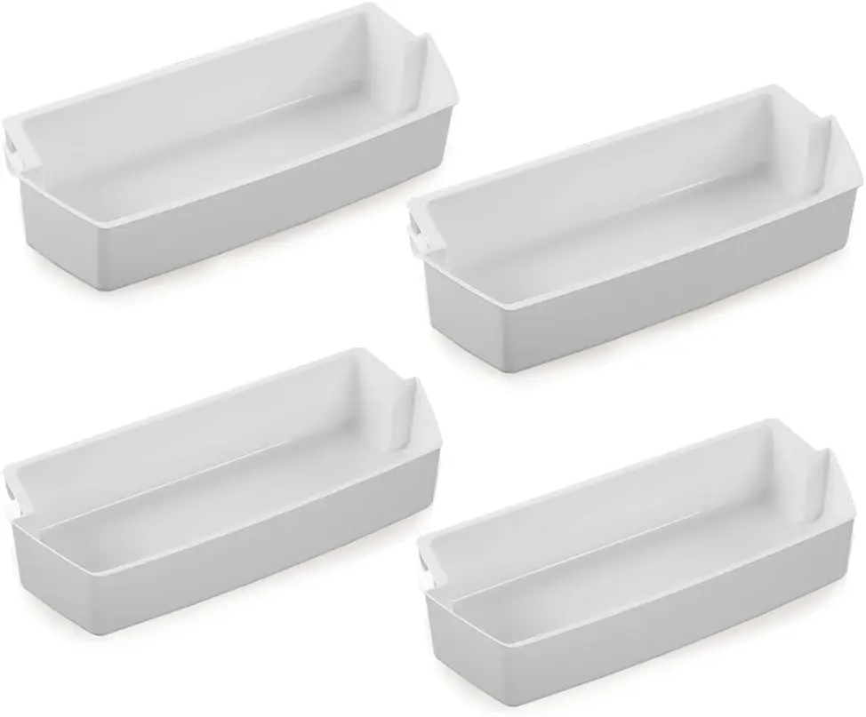 PIT66 4Pcs White Refrigerator Shelf Bin Compatible with Roper, Kitchenaid, Kirkland, Kenmore and Whirlpool 1156713, 2187172, 2187172K, 2187194, 2187194K, AP3853103, PS328468, PS986890