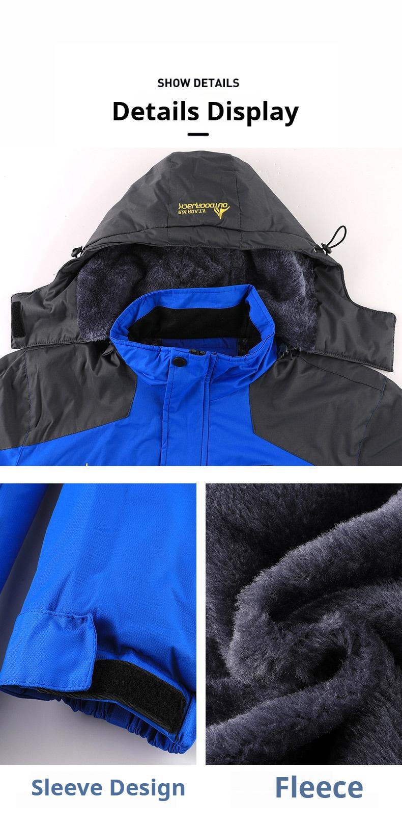 Men's Warm Fleece Outdoor Mountain Hooded Winter Jacket Windproof & Warm Fleece Lined Regular Fit Casual Long Sleeve Front Zipper Coat with Pockets Suitable for Autumn and Winter