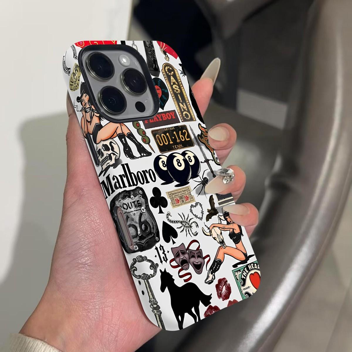 Retro European/American Pool Girl Phone Case for iPhone 17 Pro Max Case Tortoise Shell Phone Case for Women Girl Shockproof TPU and Hard PC Protective Cove-Hip