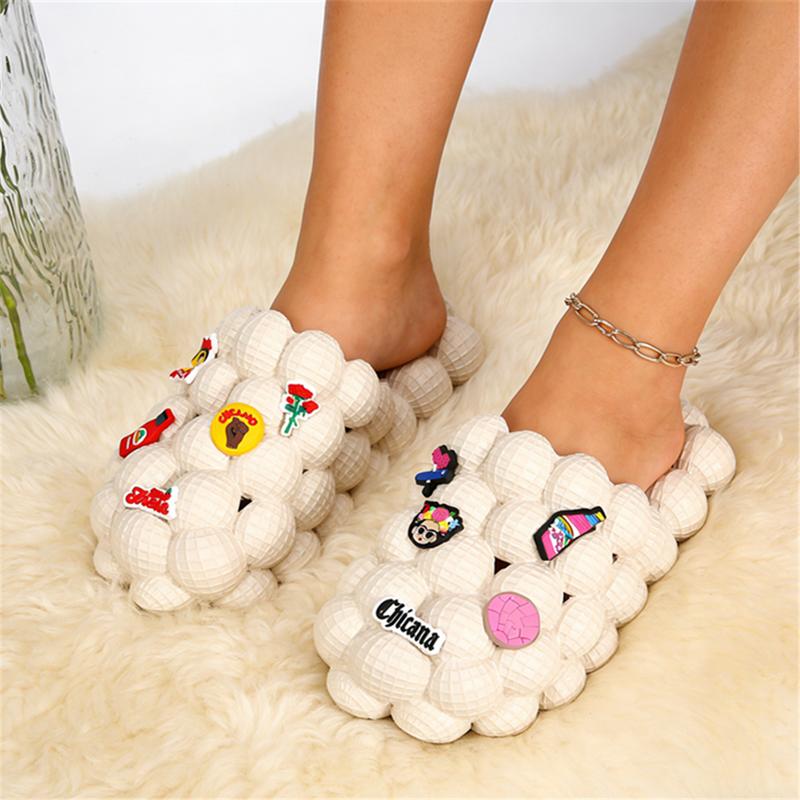 Lumubby Unisex Bubble Slide Summer "Poop Feeling" Grape Slippers Trendy EVA Anti Slip Home Massage Foot Soles for Bathing in the Shower Unisex Orange 3D Bubble Look Cloud like Comfort Footwear Women Shoe Soft