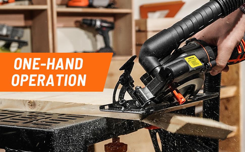 DOVAMAN Circular Saw, 5.8A 4-1/2" w/Laser, Auxiliary Handle, 6 Saw Blades(4½", 4¾") Max Cutting Depth 1-11/16", Wood, Soft Metal, Plastic, Tile-MCS01A DOVAMAN Circular Saw, 5.8A 4-1/2" w/Laser, Auxiliary Handle, 6 Saw Blades(4½", 4¾") Max Cutting Depth 1-11/16", Wood, Soft Metal, Plastic, Tile-MCS01A