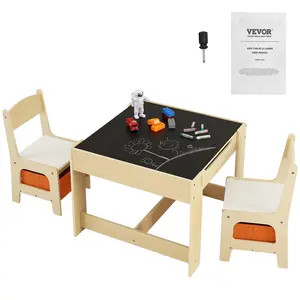 VEVOR Kids Table and Chair Set,  Wooden Activity Table with Storage Space and Boxes, Kids Play Table for Toddlers Art, Craft, Reading, Learning