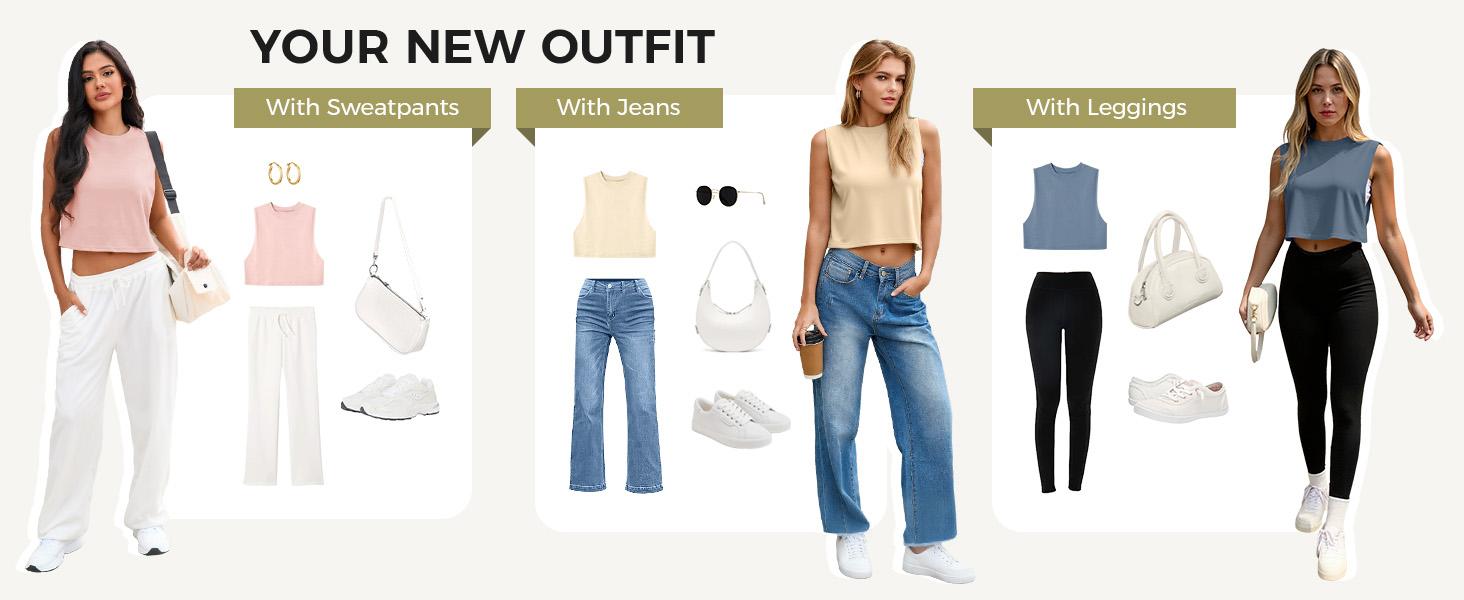 Fisoew Womens Workout Cropped Tank Tops Boxy Loose Fit Casual Sleeveless Shirts Athletic Crew Neck Summer Basic Tees #Springtok #TikTokShopJumpstartSale