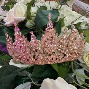 Pink crystals Crown Cubic Zirconia