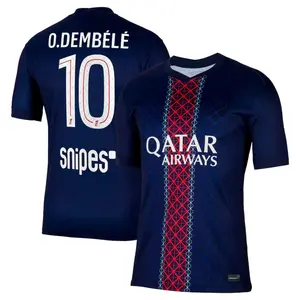 Navy PSG O.Dembele 2025/26 Match Home Jersey, Blue Red Color O.Dembele PSG Home Edition Short Sleeve Jersey