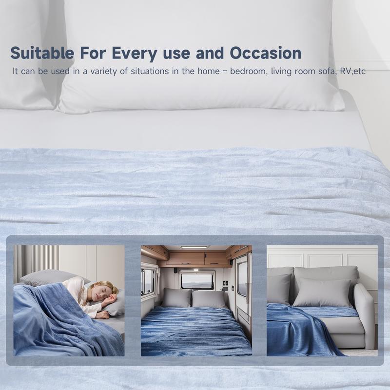 VIZIM Luxurious Ultra-Soft ‌Blanket,Premium 270GSM Flannel Blanket – Ultra-Soft & Skin-Friendly | Double-Sided, Breathable & All-Season Comfort | Machine Wash Safe | Patio Furniture Decor | Ideal for Bed,Couch, Travel,Camping |  Lightweight Comforter