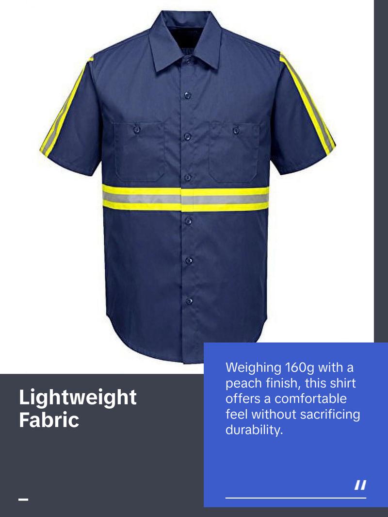 F124 Mens Reflective Iona Xtra Short Sleeve Work Shirt Navy, 4X-Large