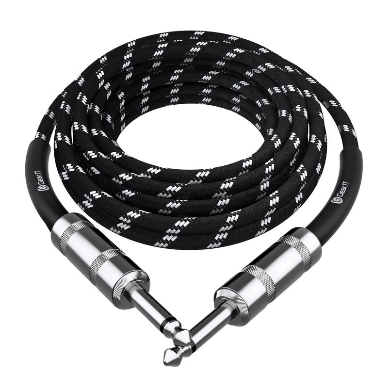 Straight 1/4 Inch Male to Male Guitar Instrument Cable, Black