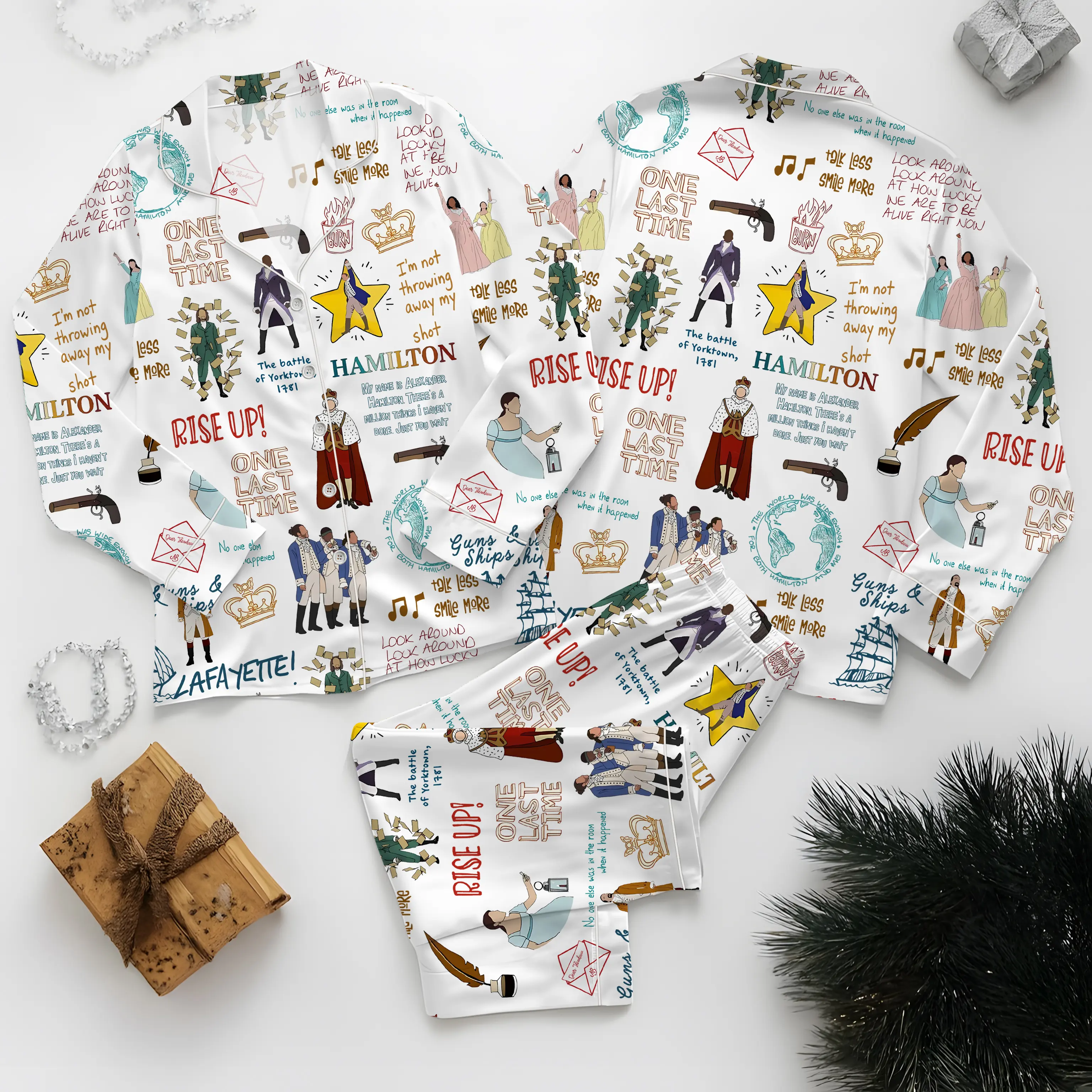 Hamilton Pajamas Set, American Musical Pajamas Set, Broadway Musical Pajamas Set, Rise Up Pajamas, Hamilton Musical , Alexander Hamilton