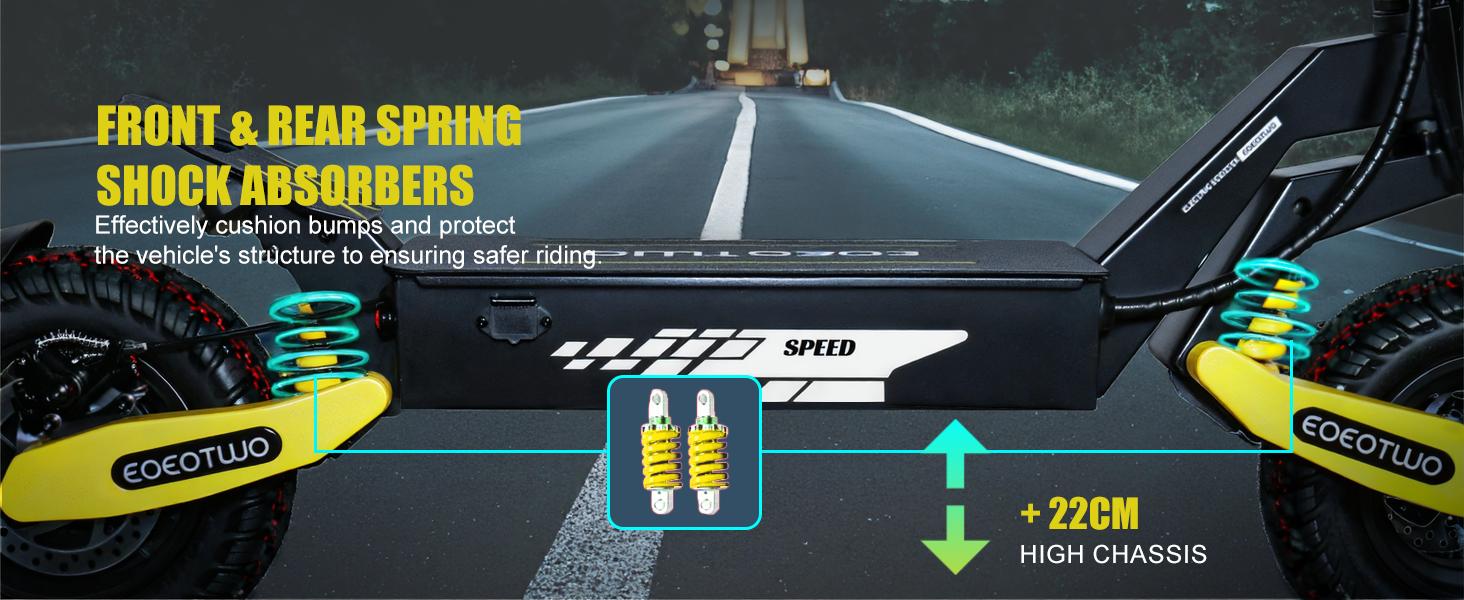 EOEOTWO GT06 Electric scooter, 48V 13AH/23.4AH, range of 40 miles, 1200W motor, foldable electric skateboard, 28MPH, LED display screen, front and rear dual shock absorbers, electric skateboard