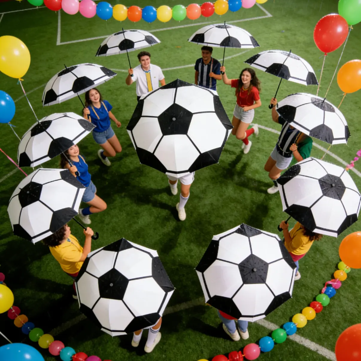 MIDOAIS Soccer Football Design Folding Umbrella Creative Pattern Lightweight Portable for Travel Commuting Sports Enthusiasts Holiday Gift