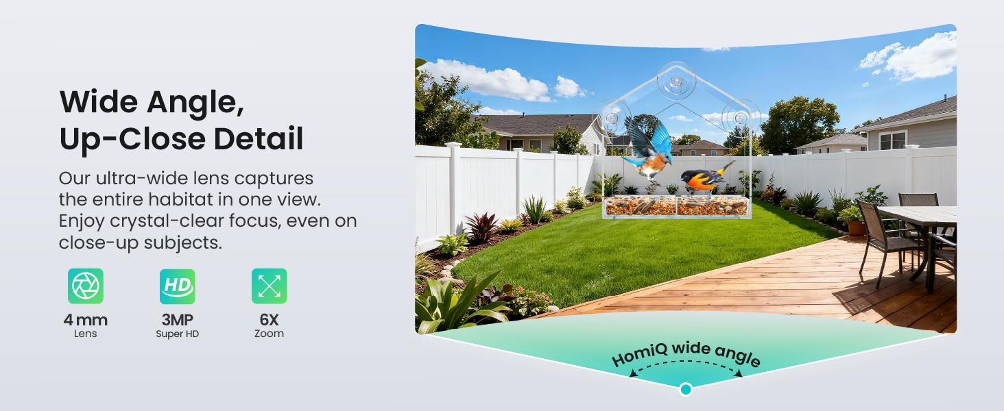 HomiQ Life 3MP 2K Aquarium & Terrarium Pet Camera.Magnetic Install &Close-Focus Lens for Fish,Lizard, Reptile Pet and Window Bird Feeder,2.4GHz & 5GHz WiFi,Color Night Vision,Auto-focus,24/7 Recording