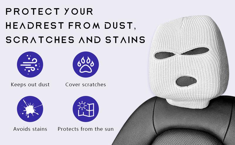 DIBMS 2 PCS Car Headrest Cover, Personalized Funny Car Seat Full Face Mask, Fun Car Trim Kit for Car Front Seat Rest Trim, Universal Interior Accessories