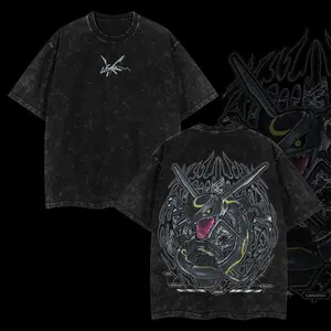 "Rayquaza" Vintage Unisex Oversize Anime Manga Acid Washed Heavyweight Cotton T-shirt, graphic tee,anime lover , outfits men Clothes Menswear