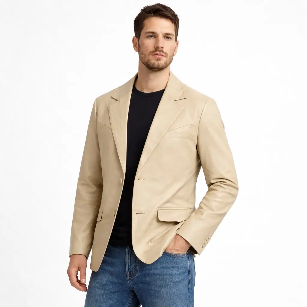 Men’s Genuine Napa Leather Buttons Up Classic Western Blazer Jacket Handcrafted T the_boots_ranch