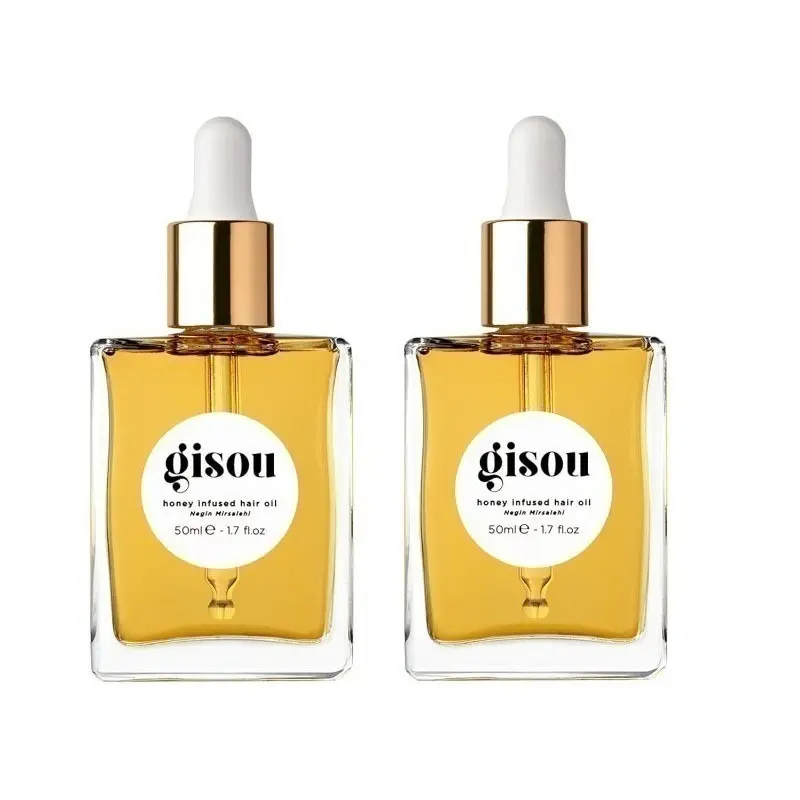 2 Pack Gisou Honey Infused Hair Oil by Negin Mirsalehi, 50ml/1.7fl oz, Hydrating Frizz Control Heat Protectant Hair Treatment Oil for Dry Damaged Hair