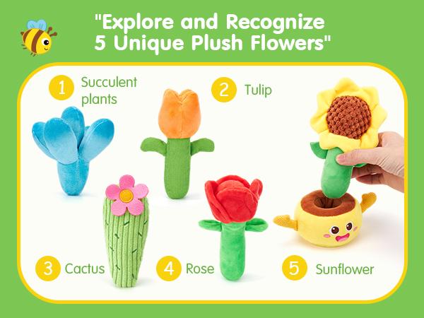 hahaland Plush Garden Stacking Toys with Color Matching Planting Play 10 in 1 Toddler Toys Fine Motor Sensory Emotional Development Montessori Toys for 1 Year Old Boy Girl Holiday Christmas Gift Toddler Flower Pot Toy Easter Gift Stuffers for Boys Girls