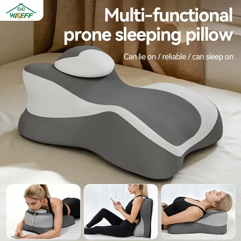 WKEFF Ergonomic Polyurethane Cervical Neck Pillow with Roll Bolster Cushion - Height-Adjustable Contour Support, Breathable Removable Washable Cover, for Neck Pain Relief, Back Sleepers, Home & Office Use, Pillows