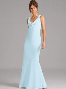 Azazie Rylina Mermaid Cowl Pleated Open-Back Wedding Guest Evening Formal Dress SpringStatements