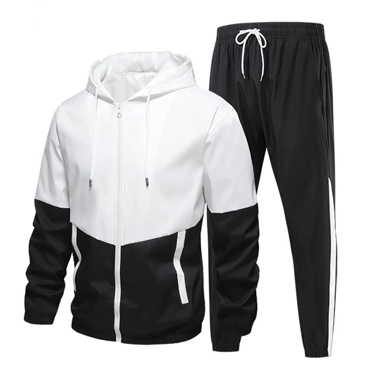 2-Piece Men's Sportswear Set - Hooded Windbreaker & Pants ，Jogging Suits Workout Tracksuit