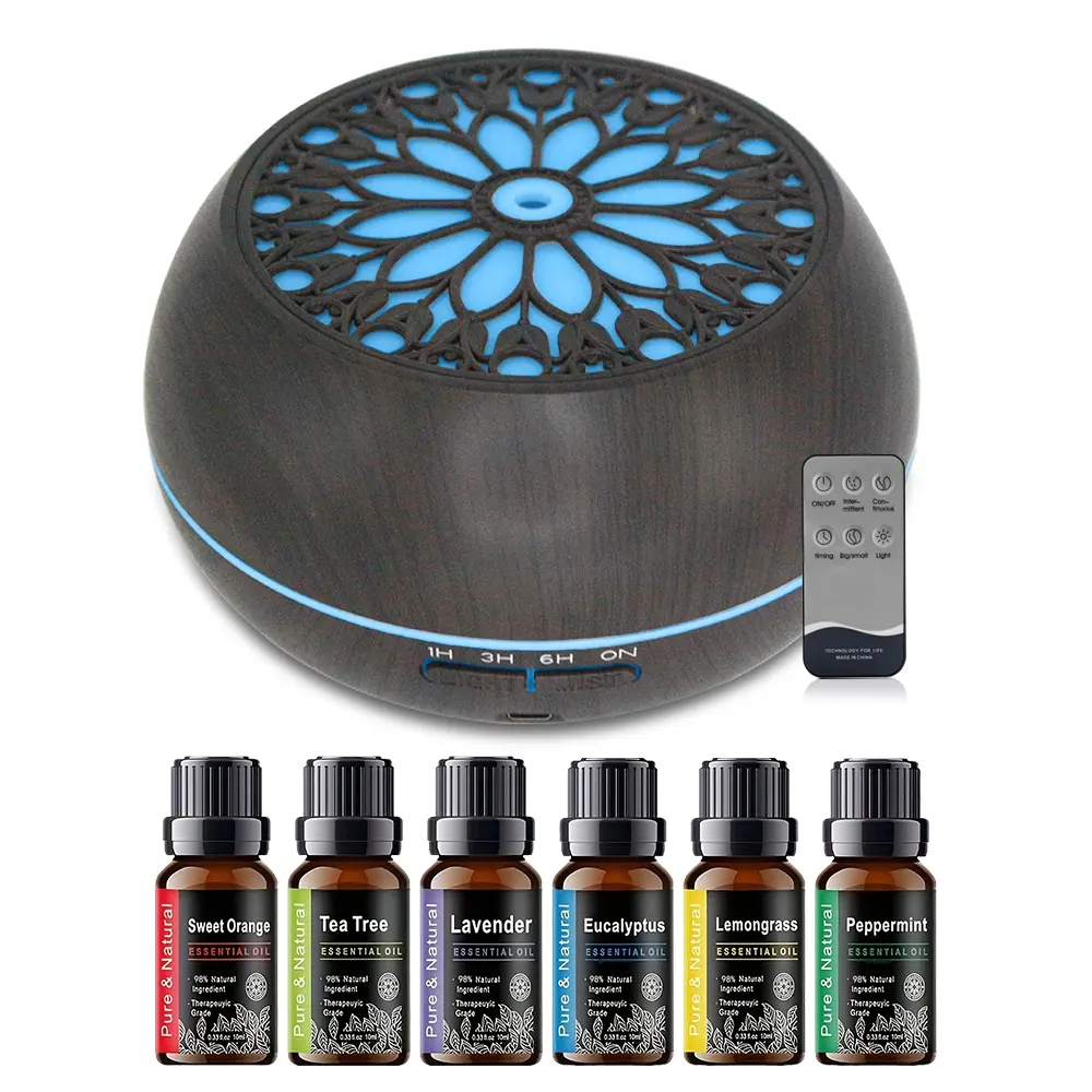 550ml Soundwave Aromatherapy Humidifier - Remote Control, 6 Essential Oils, 7-Color Light, Auto-Shutoff Aromatizer for Home, Office, Auto-Shutoff Aromatherapy Machine