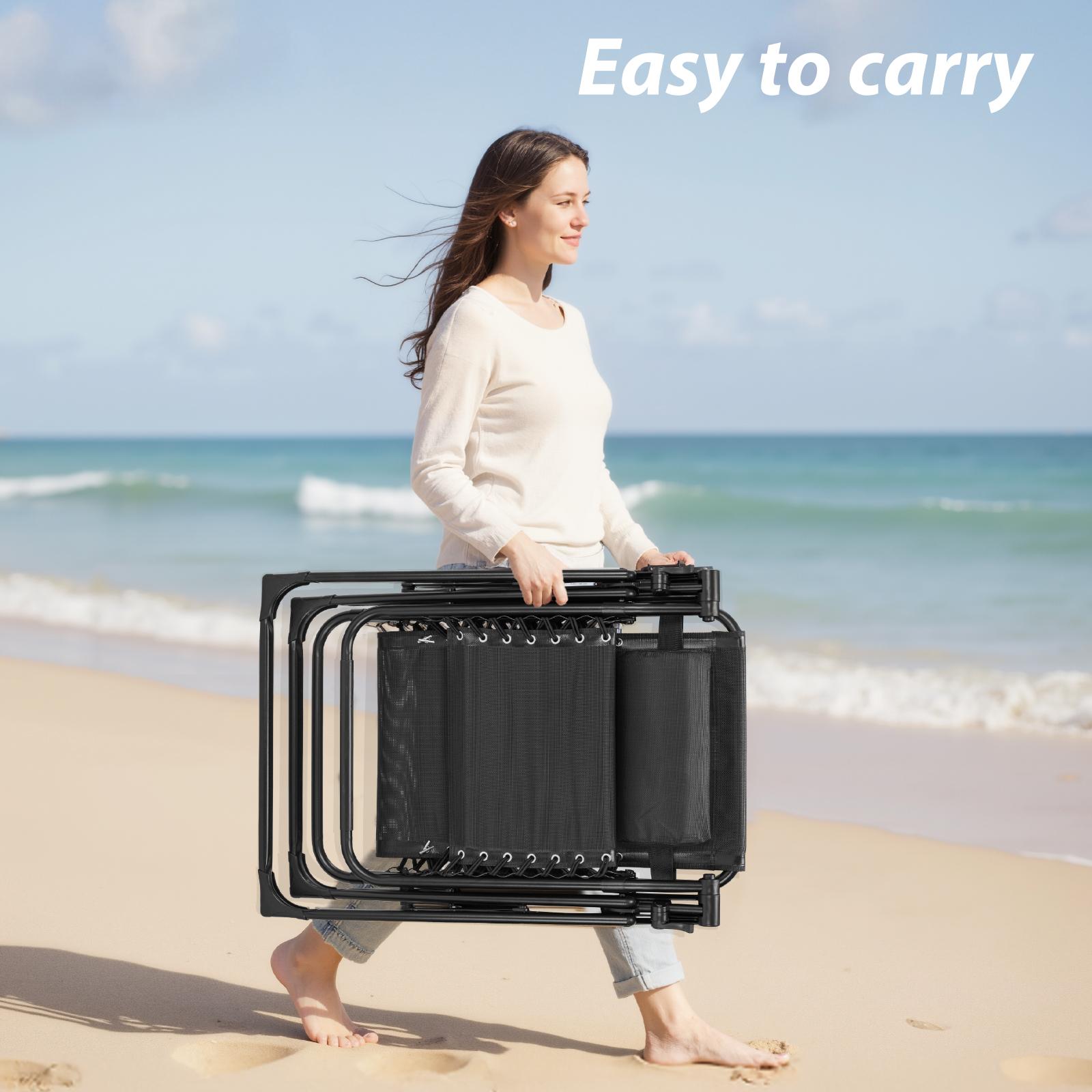 Zero Gravity Reclining Lounge Chair with Cup Holder & Pillow - Foldable Patio Chair, 440lbs Capacity, Adjustable with Removable Cushion for Backyard, Pool, Camping