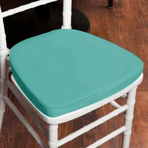 Chiavari Chair Pad Memory Foam 1.5" Thick with Ties Turquoise - Removable Cover