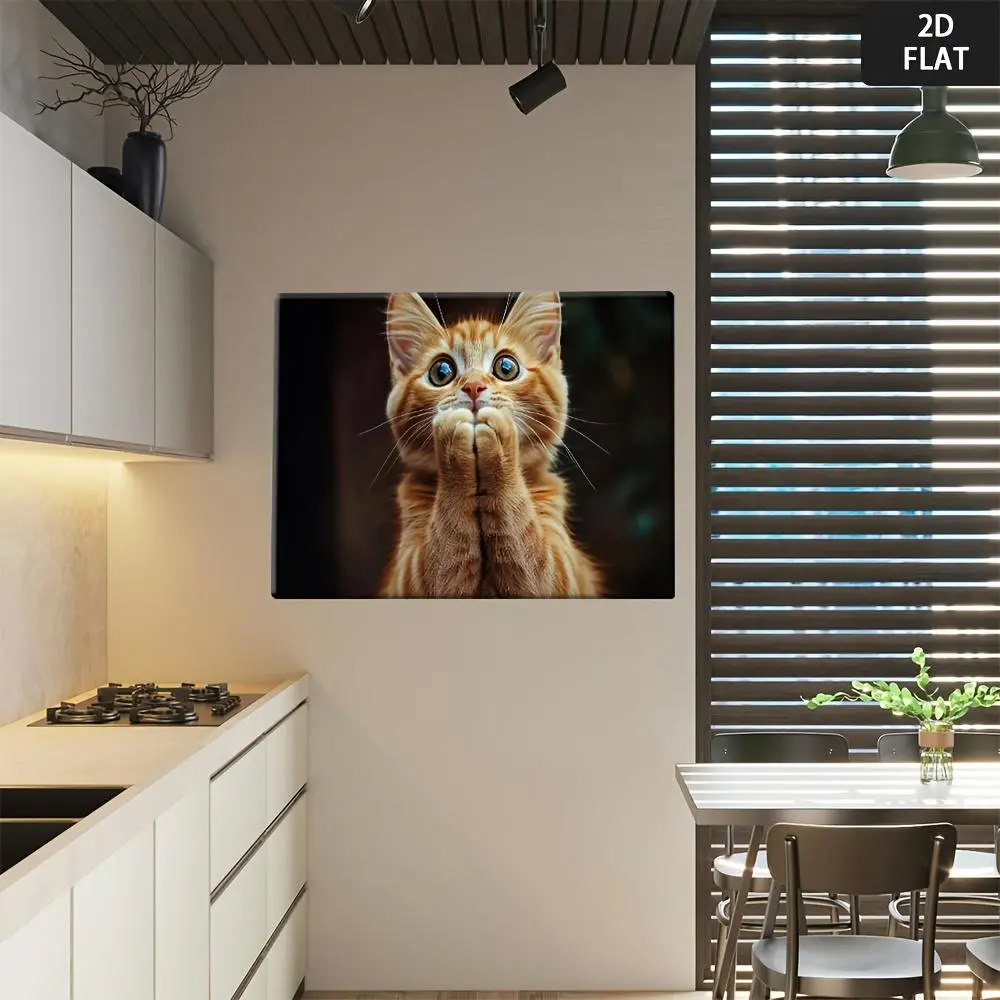 Funny Face Ginger Cat 2D Flat Print Poster - Minimalist Home Decor Wall Art with Bright Colors, High Color Fastness Printing, Animals Theme, Bedroom Inspo for Warm Comfortable Sleeping Atmosphere