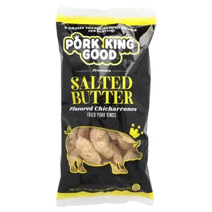 Pork King Good Flavored Chicharrones, Salted Butter, 1.75 oz (49.5 g) Pork King Good Flavored Chicharrones, Salted Butter, 1.75 oz (49.5 g)