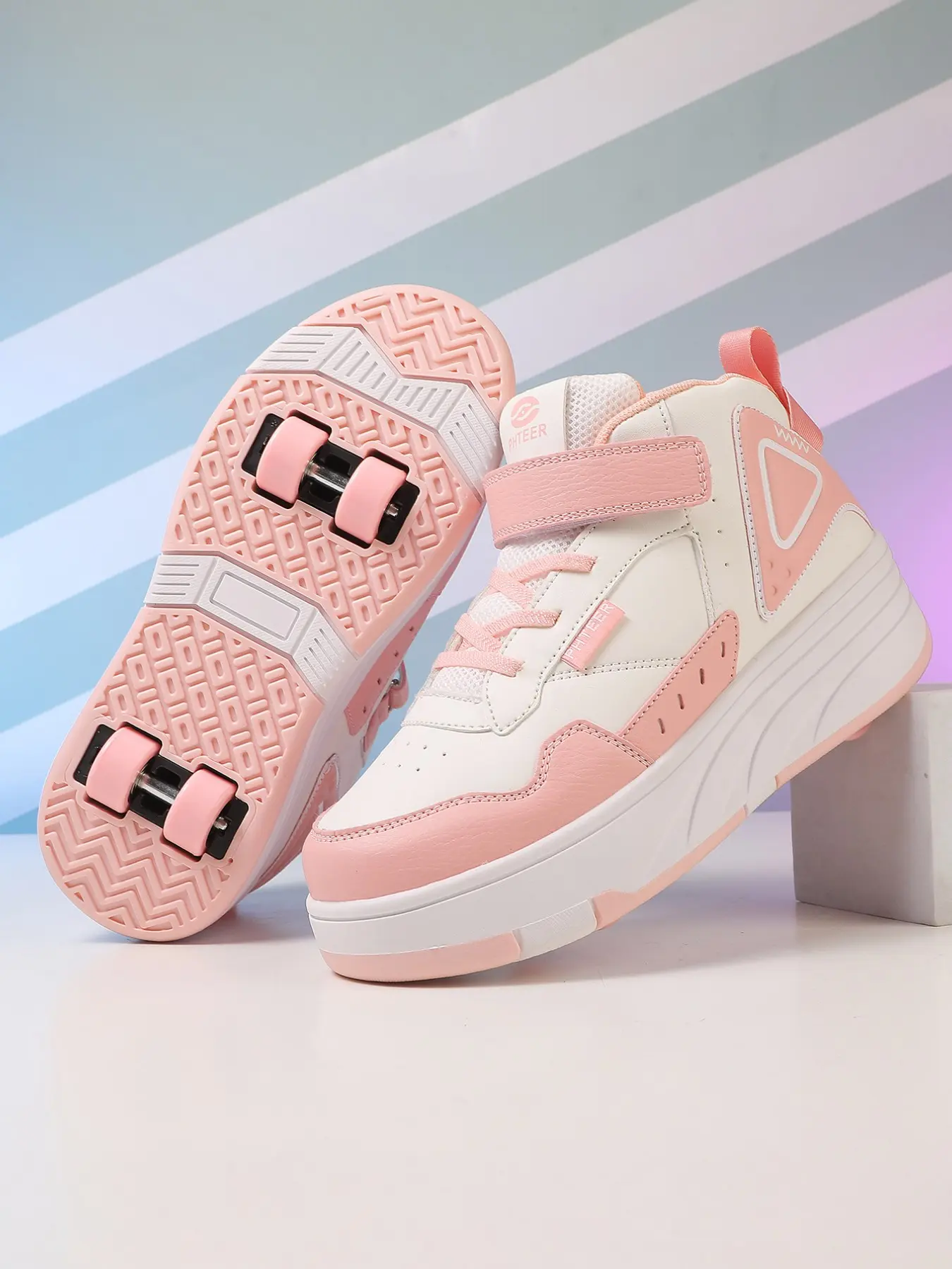 Spring/autumn Walking Shoes, Shoes With Wheels, Roller Skate Shoes, Pu Leather Rollerskates, Upgraded Four-Wheel Stability, Detachable Wheels, Outdoor Roller Skating, Anti-Slip Wear-Resistant Sole