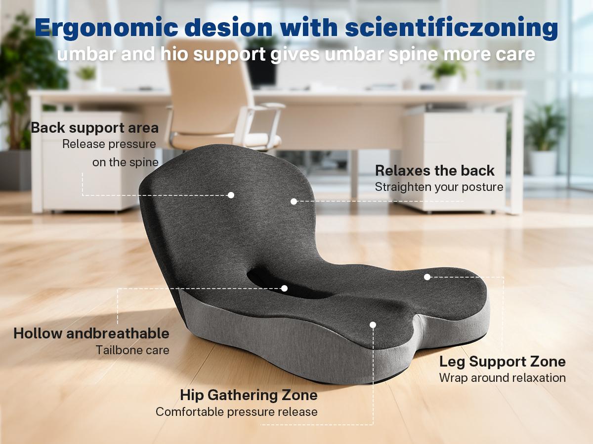 Sonoro Kate Engineered for Perfect Posture Adaptive Memory Foam Back & Seat Cushion for Targeted Pressure Relief & Optimal Spinal Alignment at Home On the Road & at Work