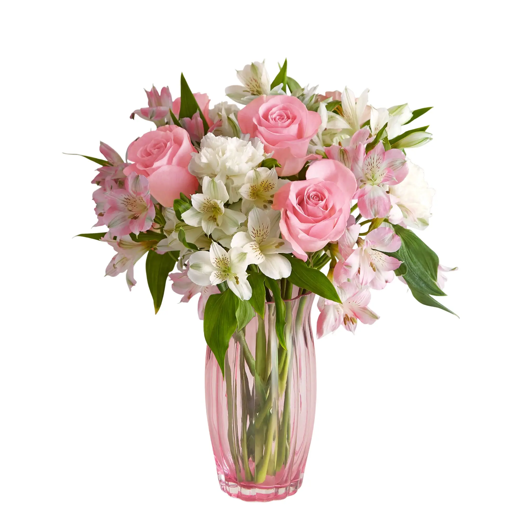 1800 Flowers -Cherished Blooms Single Bouquet with Pink Vase, Fresh Flowers