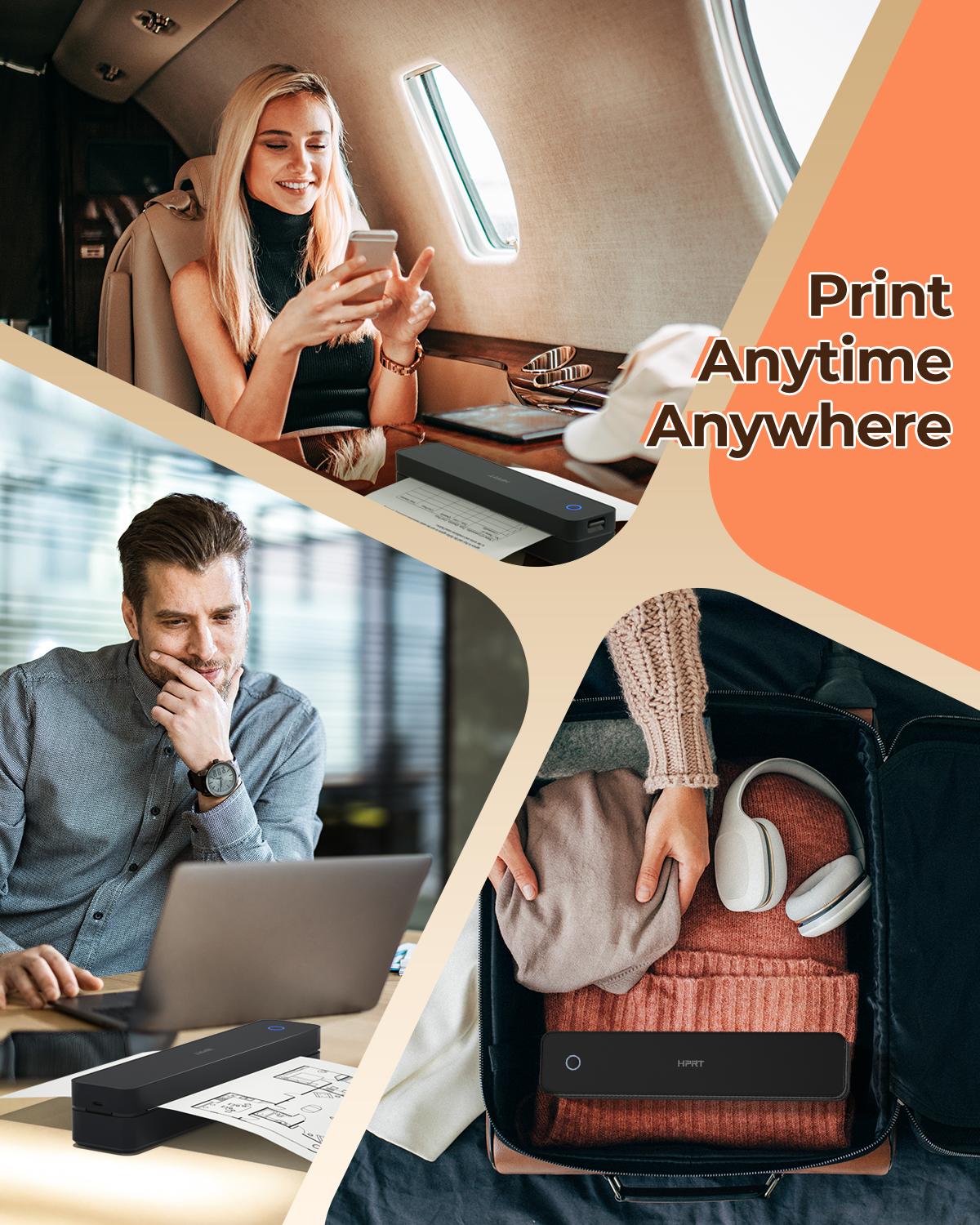 Inkless Portable Printer, Wireless Bluetooth Thermal Printer for Travel & Mobile Use, Compatible with iOS, Android, Laptop, Supports 8.5"x11" US Letter & A4 Paper, No Ink Needed, Ideal for Home & Office