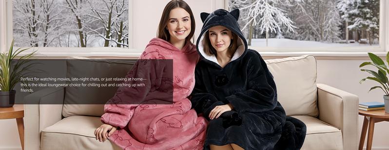 Wearable Blanket Hoodie for Adults, Cozy Oversized Sherpa & Flannel Sweatshirt with Giant Pocket, Gifts for Women