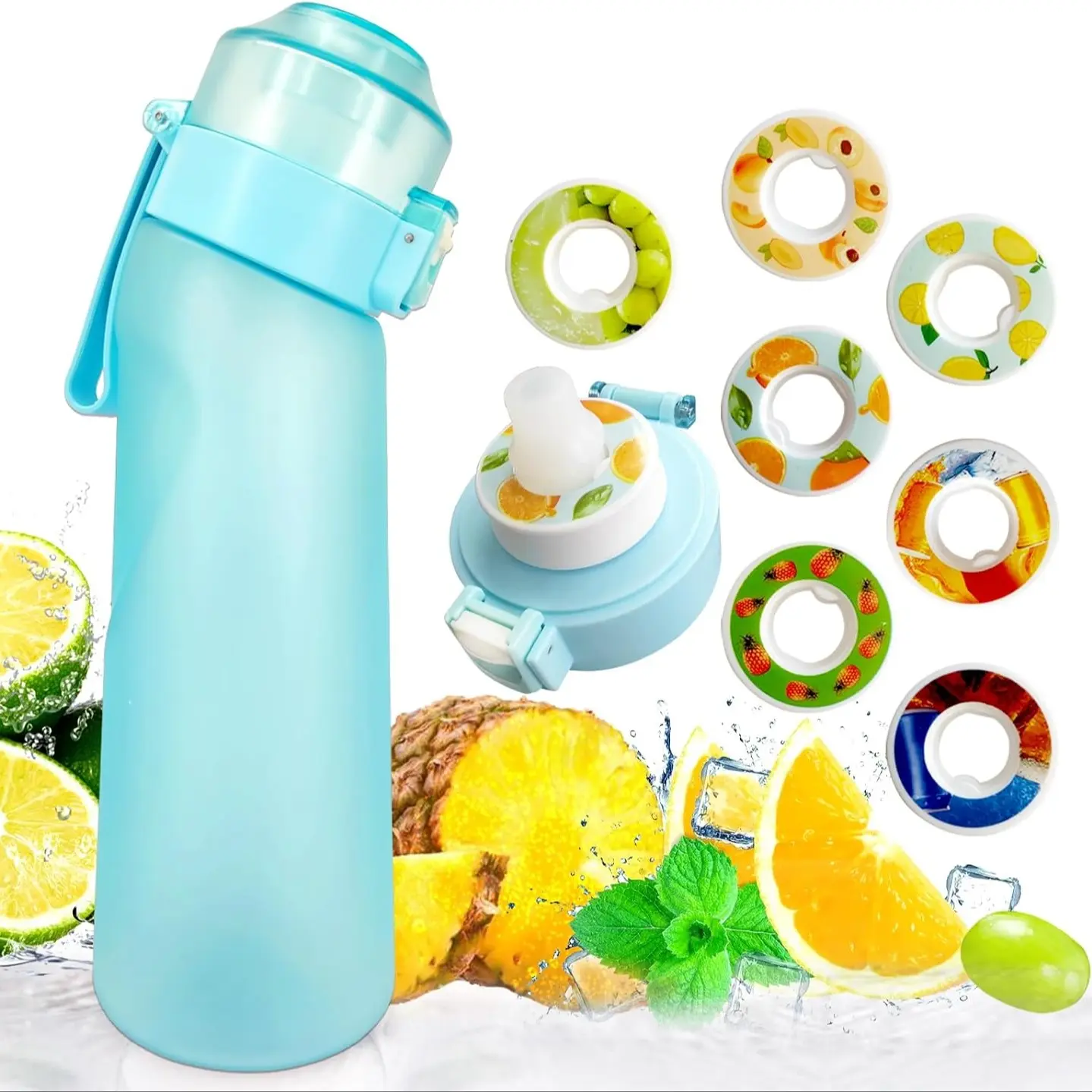 Air Up Personalized Fruit Flavor Portable Reusable Water Bottle 650ML, Hydration Bottle, Includes 7 Fruit Flavored Clips, Healthy Drinking for Young People & Students, Drinkware, Reusable Bottles