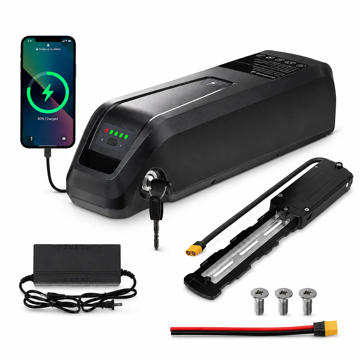 48V 10.4Ah Lithium Ebike Battery with USB Output, LED Indicator - Compatible with 250W-1000W Motors for Electric Mountain Bikes, Commuting Scooters, Commuting Scooter