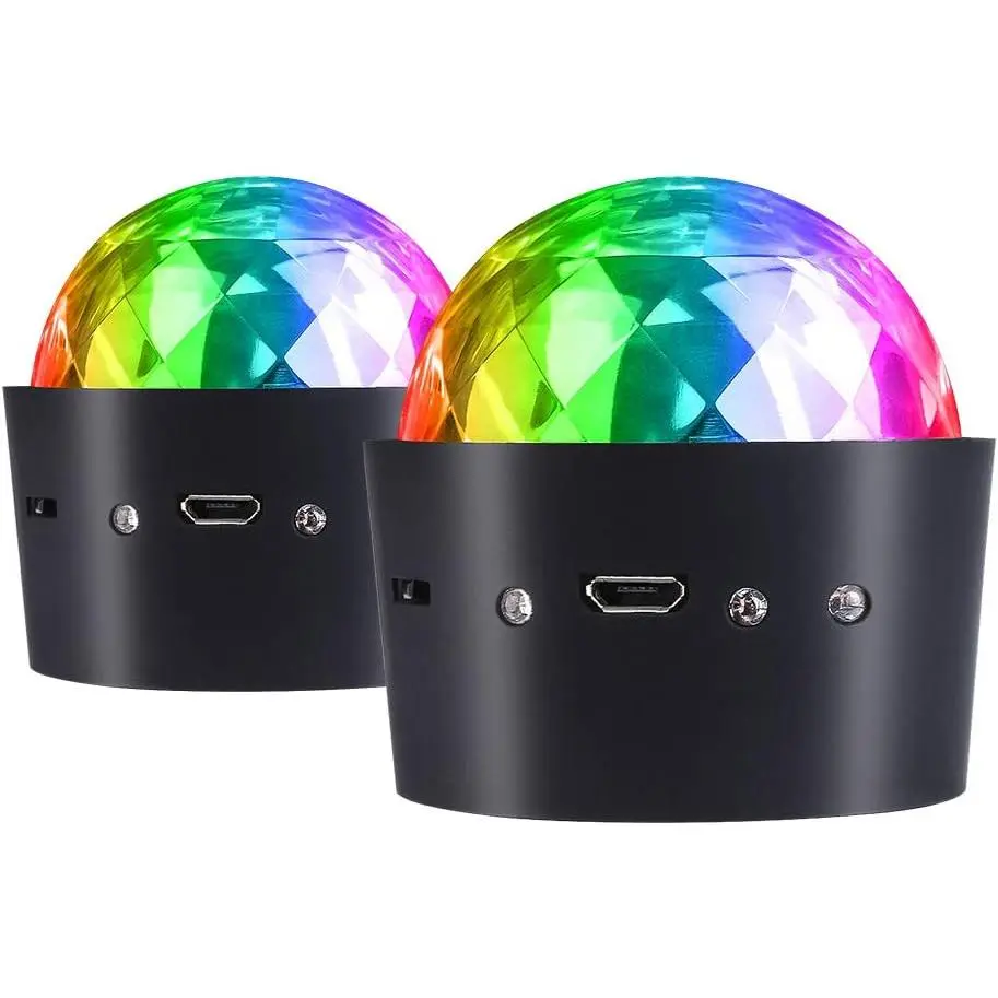 Mini Disco Light,  Sound Activated Multi-Color Battery Operated Disco Ball Light, Festival Party Light, Led Stage Light, Car Decoration Light (Portable Battery Powered) - [2-Pack]